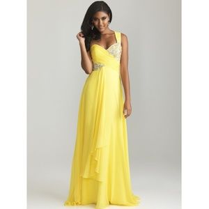 Ruched Appliqué Sparkles Gown Night Moves Allure